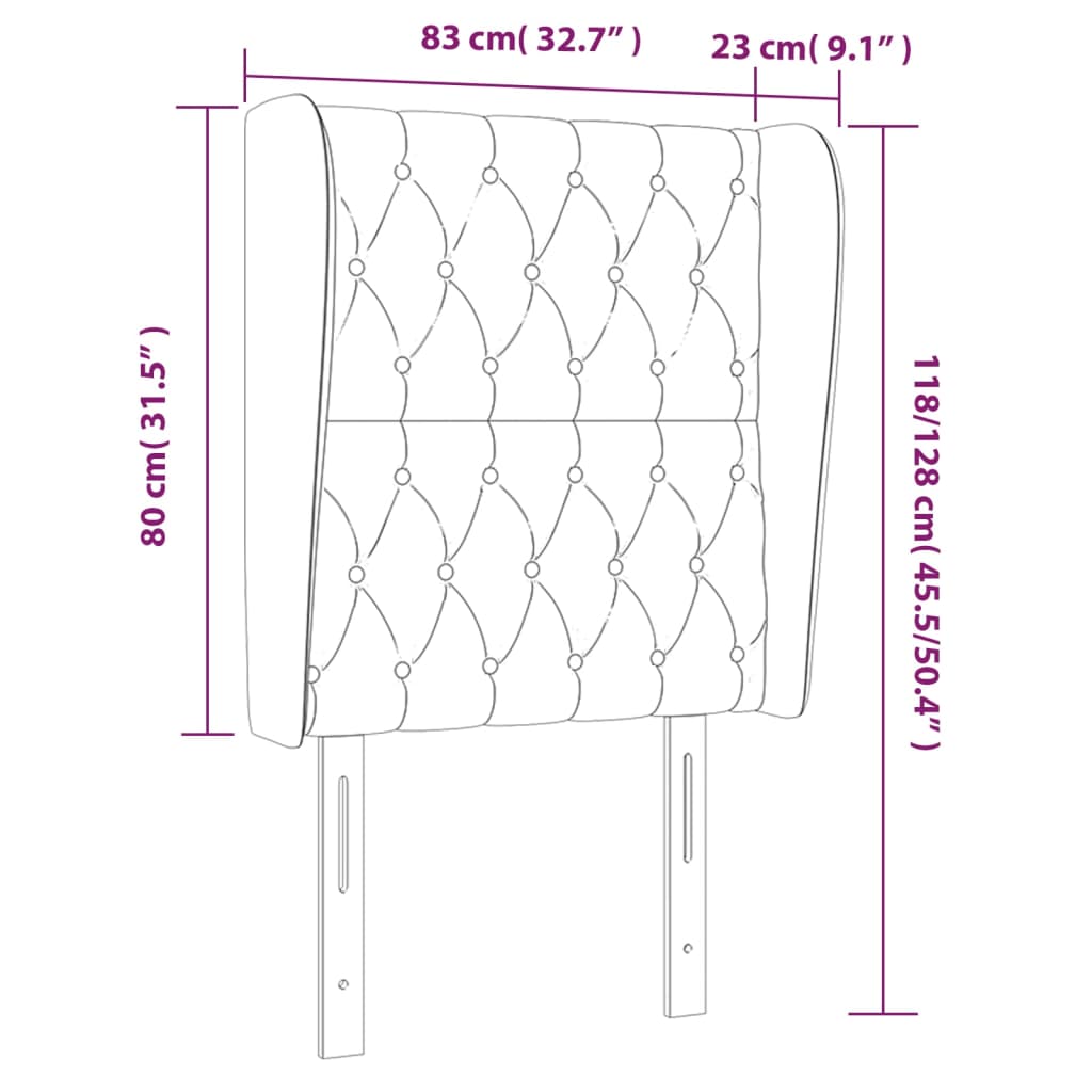 Cabeceira de cama c/ abas tecido 83x23x118/128 cm preto