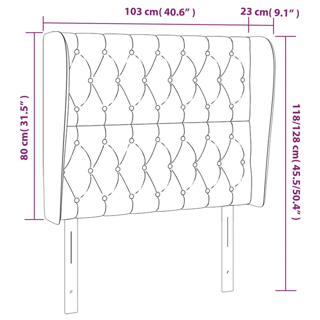 Cabeceira de cama c/ abas tecido 103x23x118/128 cm azul