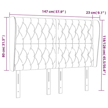 Cabeceira de cama c/ abas tecido 147x23x118/128cm cinza-claro