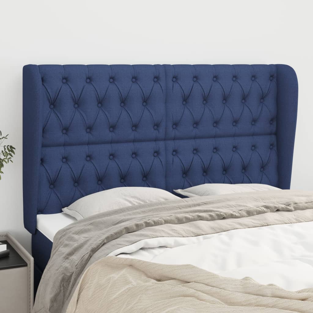 Cabeceira de cama c/ abas tecido 163x23x118/128 cm azul