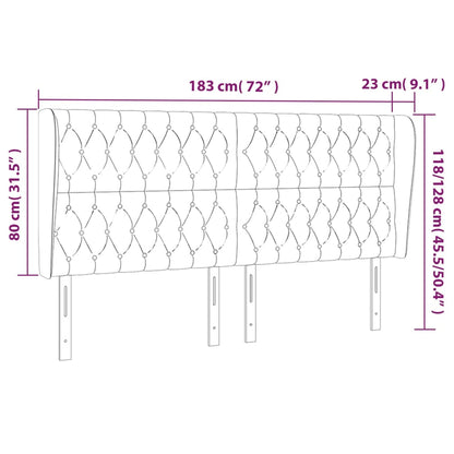 Cabeceira cama c/ abas tecido 183x23x118/128 cm castanho-escuro