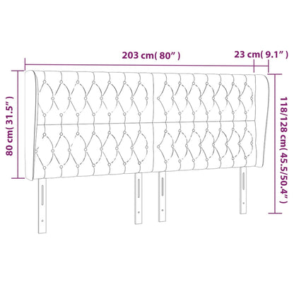 Cabeceira cama c/ abas tecido 203x23x118/128 cm cinzento-claro