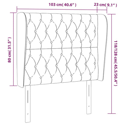 Cabeceira de cama c/ abas veludo 103x23x118/128 cm preto