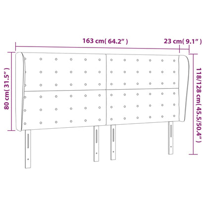 Cabeceira de cama c/ abas tecido 163x23x118/128 cm preto