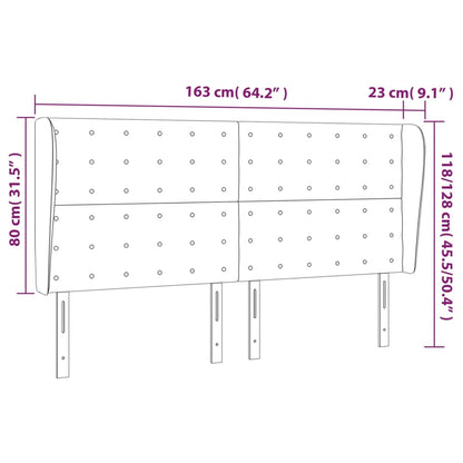 Cabeceira de cama c/ abas tecido 163x23x118/128 cm creme