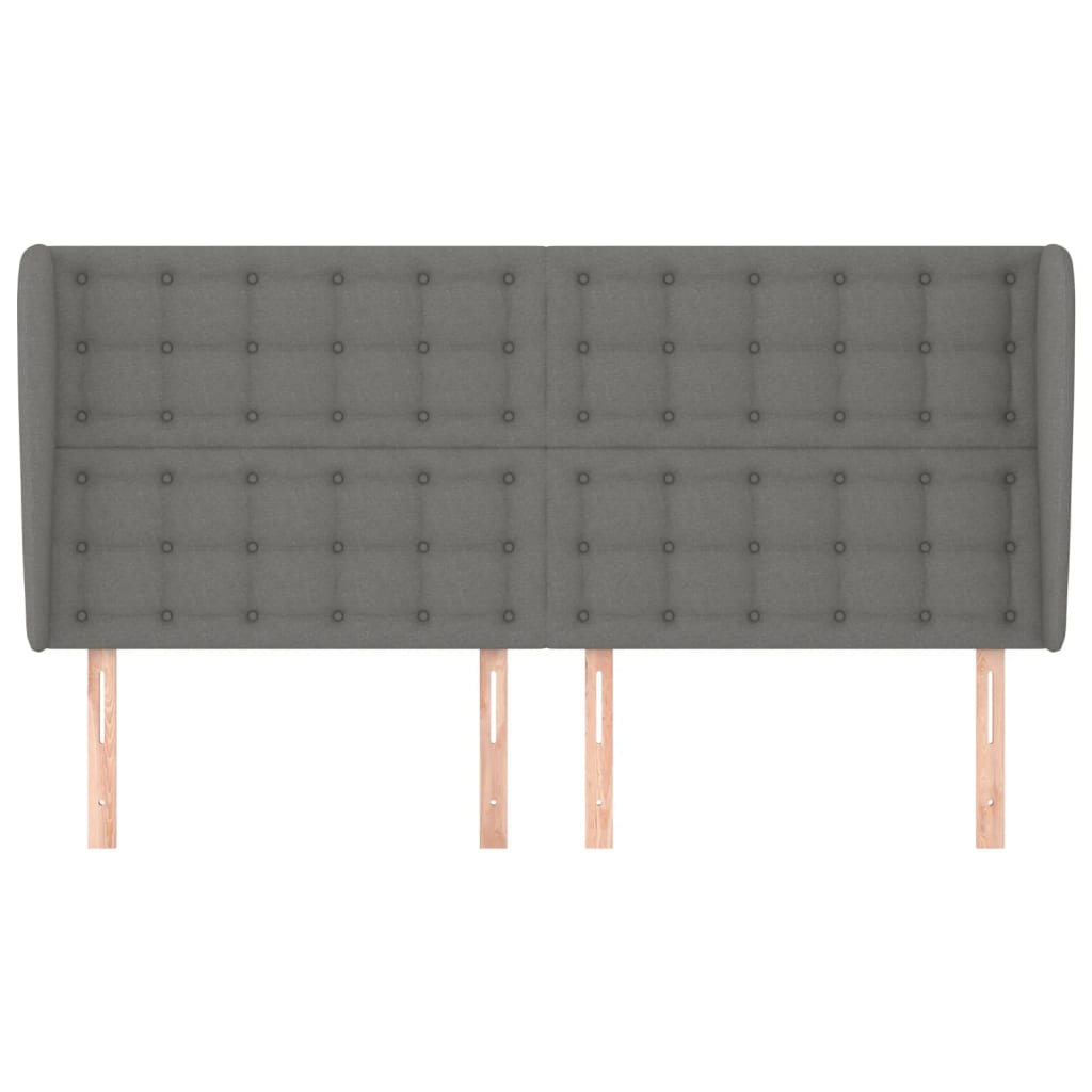 Cabeceira cama c/ abas tecido 183x23x118/128 cm cinzento-escuro