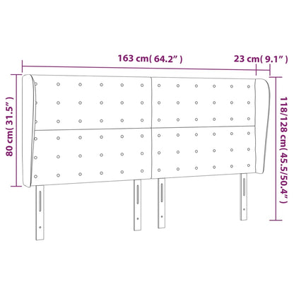 Cabeceira cama c/ abas veludo 163x23x118/128 cm cinzento-claro