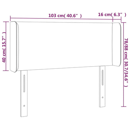 Cabeceira de cama c/ abas tecido 103x16x78/88cm castanho-escuro