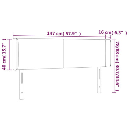 Cabeceira de cama c/ abas tecido 147x16x78/88 cm cinzento-claro