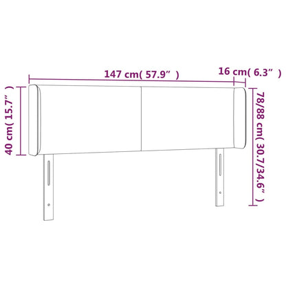 Cabeceira de cama c/ abas tecido 147x16x78/88cm cinzento-escuro