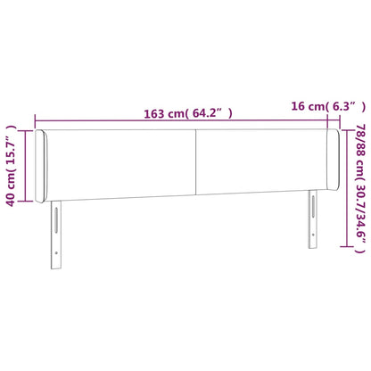 Cabeceira de cama c/ abas tecido 163x16x78/88cm cinzento-escuro