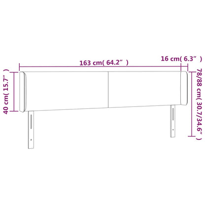 Cabeceira de cama c/ abas tecido 163x16x78/88cm castanho-escuro