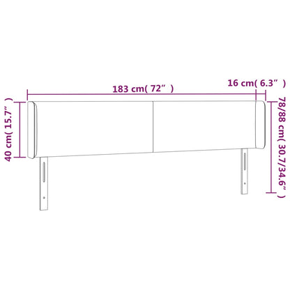 Cabeceira de cama c/ abas tecido 183x16x78/88 cm cinzento-claro