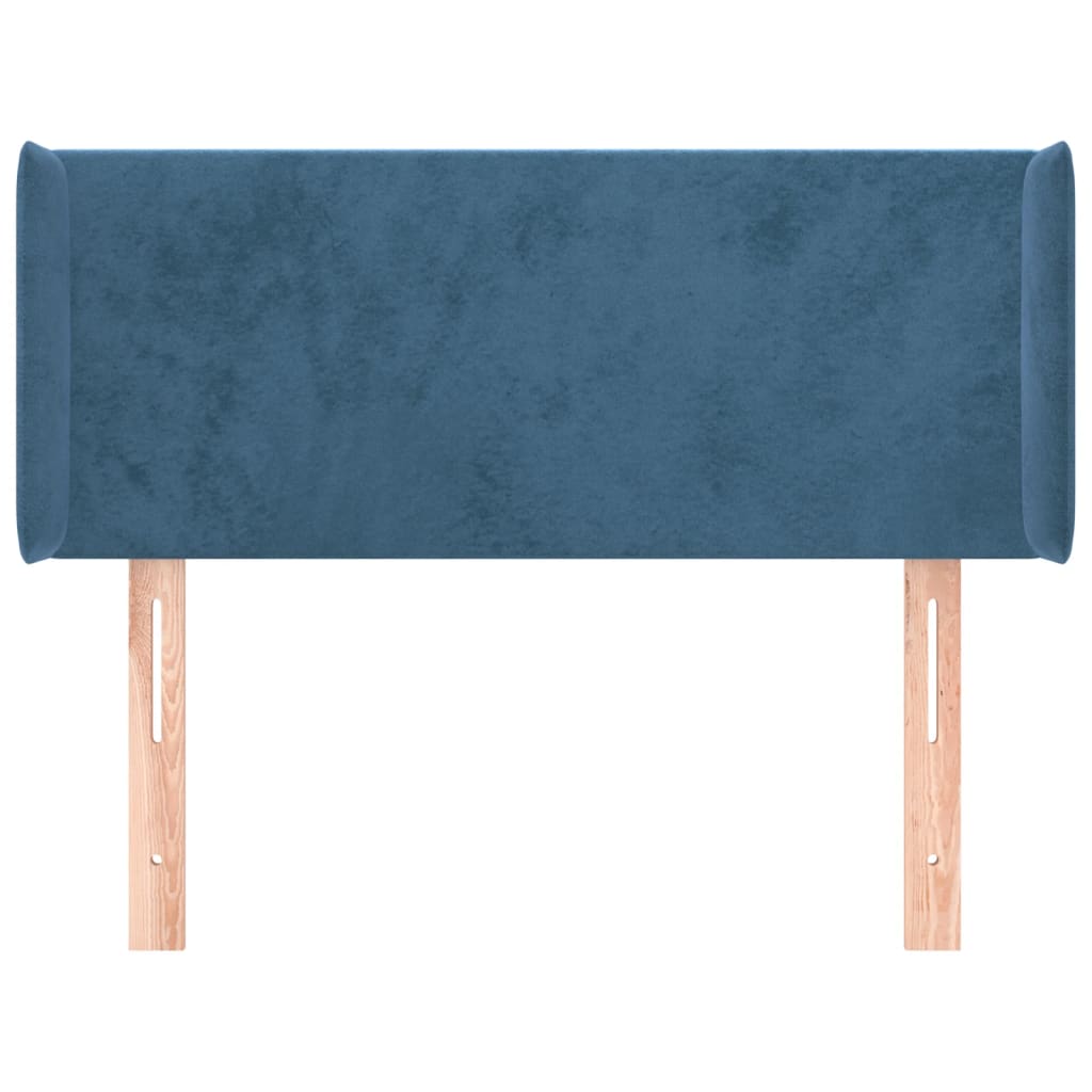 Cabeceira de cama c/ abas veludo 83x16x78/88 cm azul-escuro