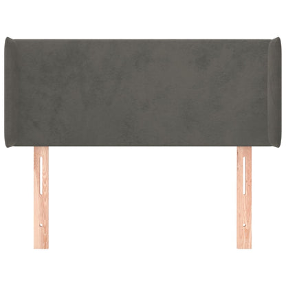 Cabeceira de cama c/ abas veludo 93x16x78/88 cm cinzento-escuro