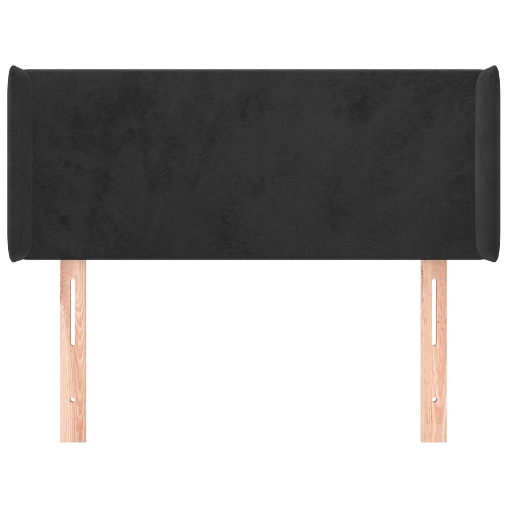 Cabeceira de cama c/ abas veludo 93x16x78/88 cm preto