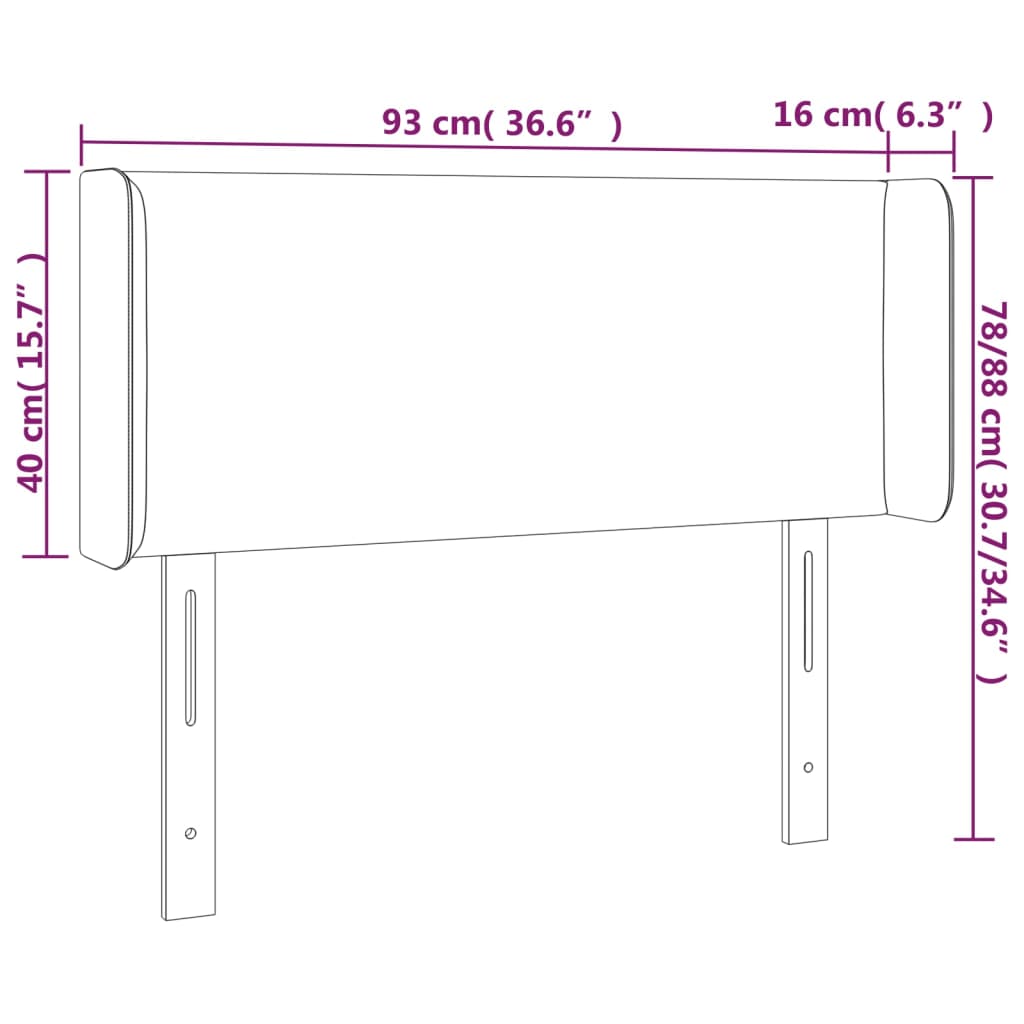 Cabeceira de cama c/ abas veludo 93x16x78/88 cm preto