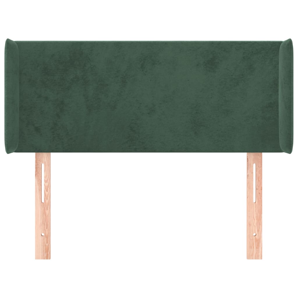 Cabeceira de cama c/ abas veludo 93x16x78/88 cm verde-escuro