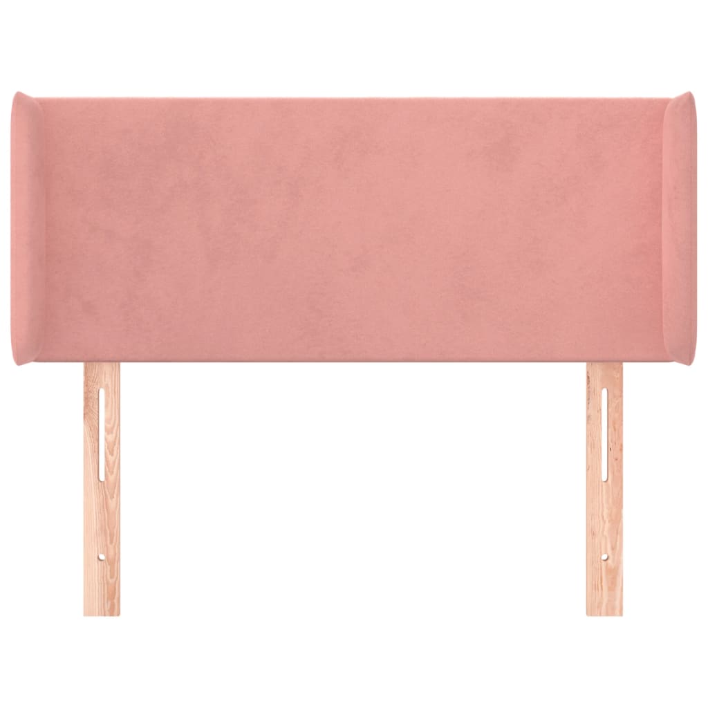 Cabeceira de cama c/ abas veludo 103x16x78/88 cm rosa