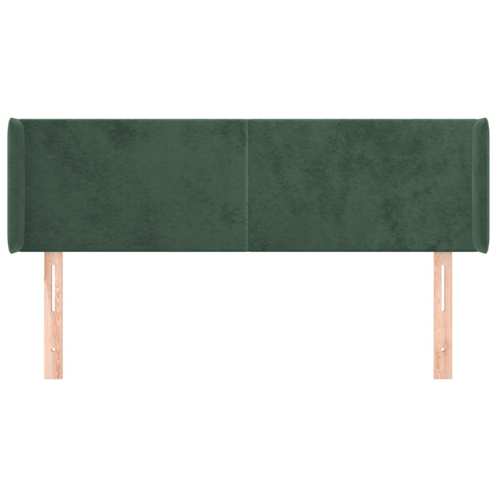 Cabeceira de cama c/ abas tecido 147x16x78/88cm verde-escuro