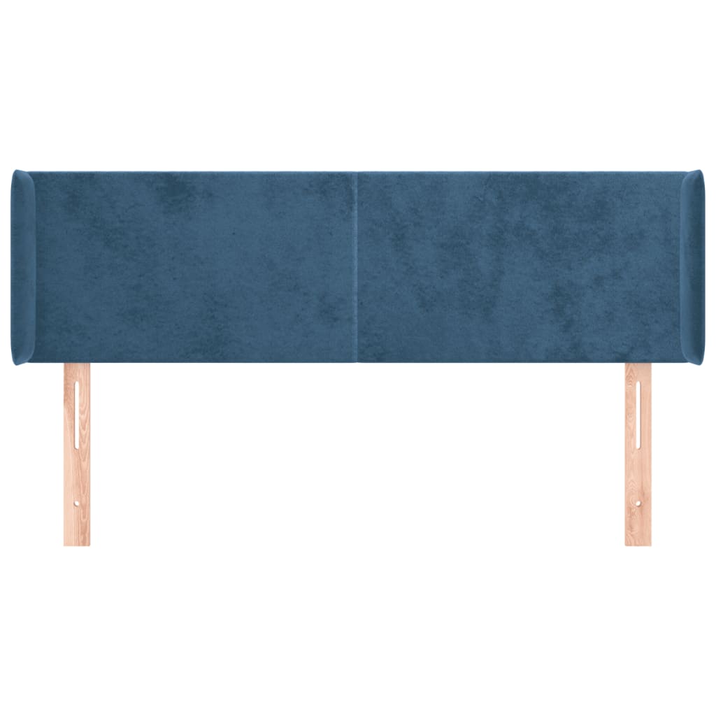 Cabeceira de cama c/ abas tecido 147x16x78/88cm azul-escuro