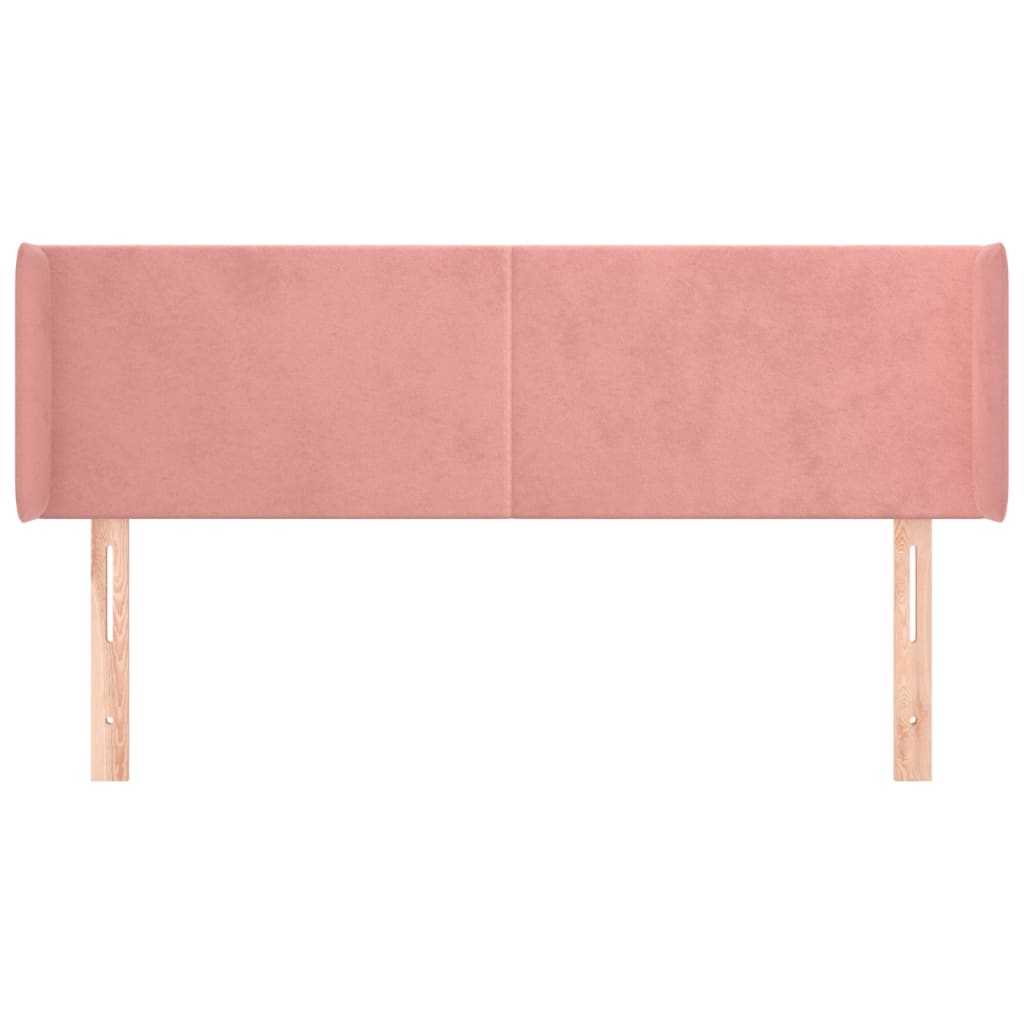 Cabeceira de cama c/ abas veludo 147x16x78/88 cm rosa