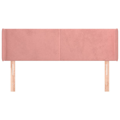 Cabeceira de cama c/ abas veludo 147x16x78/88 cm rosa