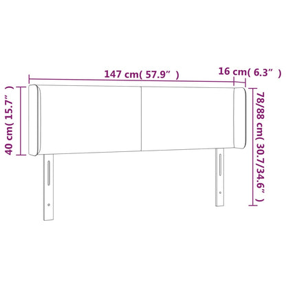 Cabeceira de cama c/ abas veludo 147x16x78/88 cm rosa