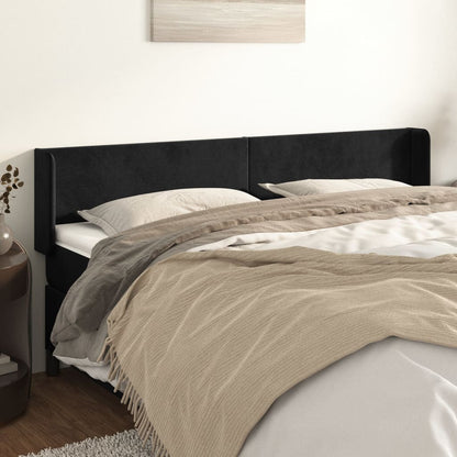 Cabeceira de cama c/ abas veludo 163x16x78/88 cm preto