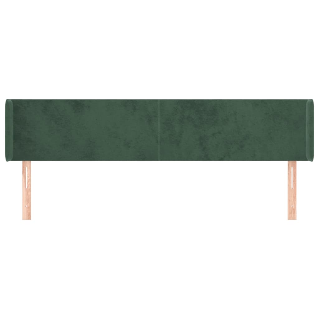 Cabeceira de cama c/ abas veludo 163x16x78/88cm verde-escuro