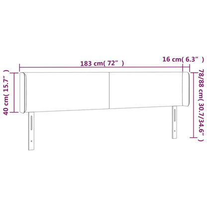 Cabeceira de cama c/ abas veludo 183x16x78/88cm cinzento-escuro