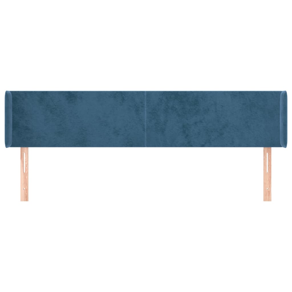 Cabeceira de cama c/ abas tecido 183x16x78/88cm azul-escuro