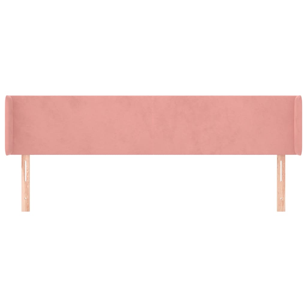 Cabeceira de cama c/ abas veludo 183x16x78/88 cm rosa