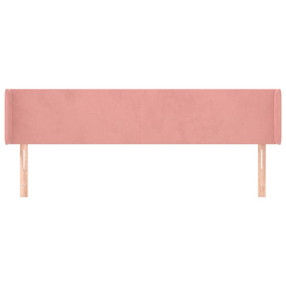 Cabeceira de cama c/ abas veludo 183x16x78/88 cm rosa