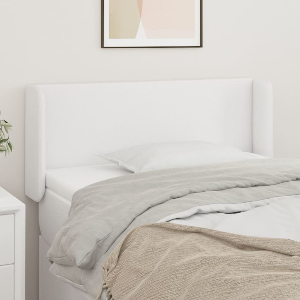 Cabeceira cama c/ abas couro artificial 103x16x78/88 cm branco