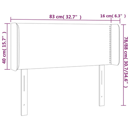 Cabeceira de cama c/ abas tecido 83x16x78/88 cm cinzento-claro