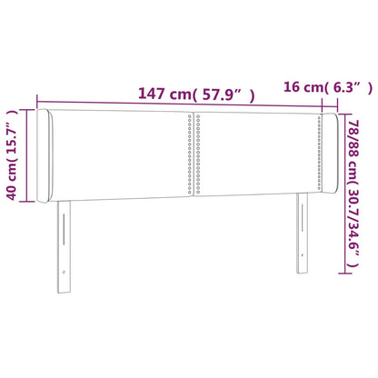 Cabeceira de cama c/ abas tecido 147x16x78/88cm cinzento-escuro