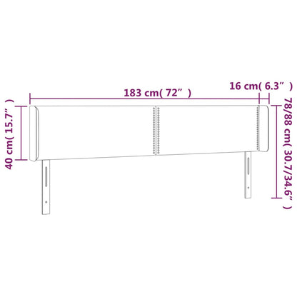 Cabeceira de cama c/ abas tecido 183x16x78/88cm cinzento-escuro