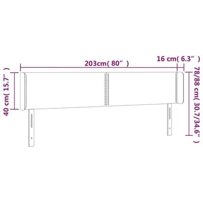 Cabeceira de cama c/ abas tecido 183x16x78/88 cm cinzento-claro