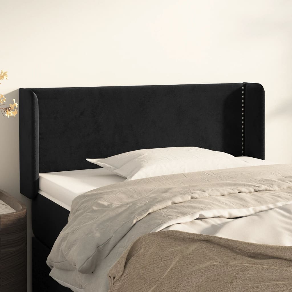 Cabeceira de cama c/ abas veludo 93x16x78/88 cm preto