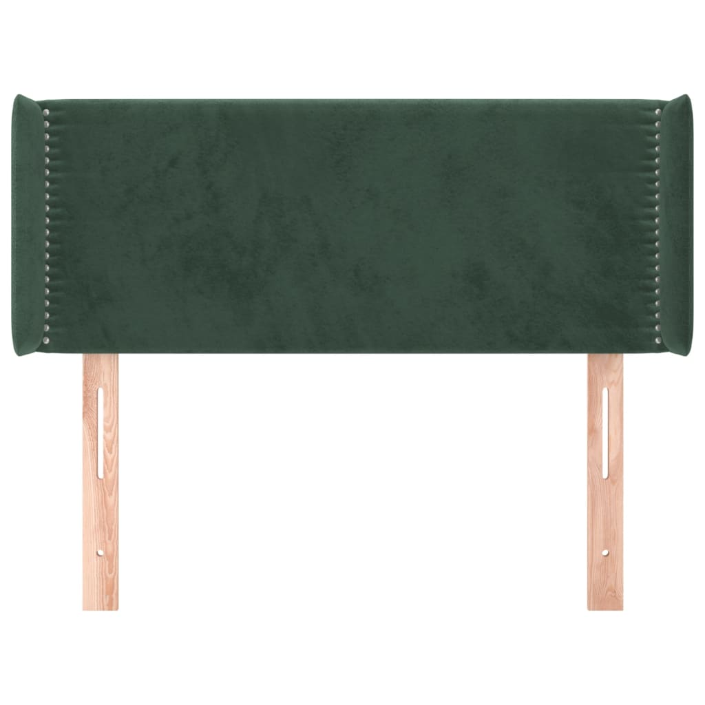 Cabeceira de cama c/ abas veludo 93x16x78/88 cm verde-escuro