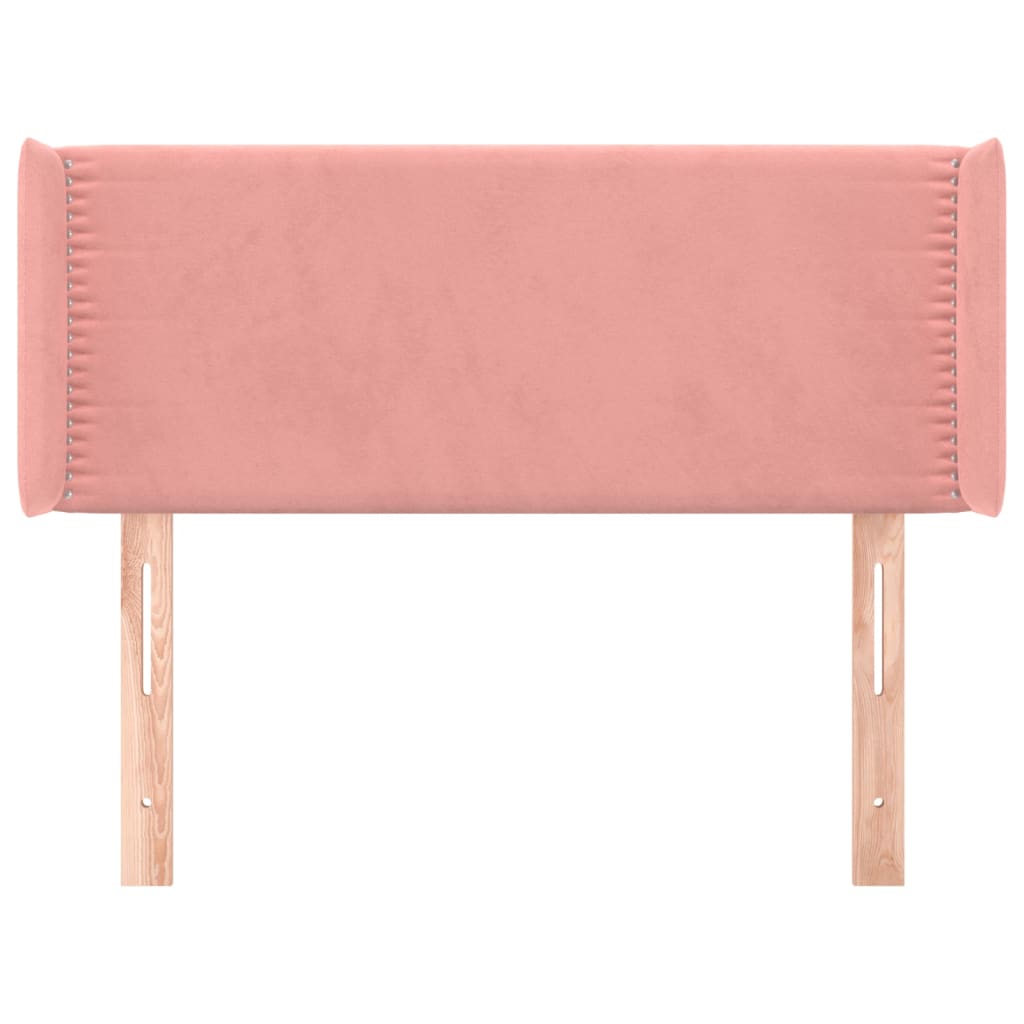 Cabeceira de cama c/ abas veludo 83x16x78/88 cm rosa