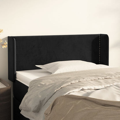 Cabeceira de cama c/ abas veludo 103x16x78/88 cm preto