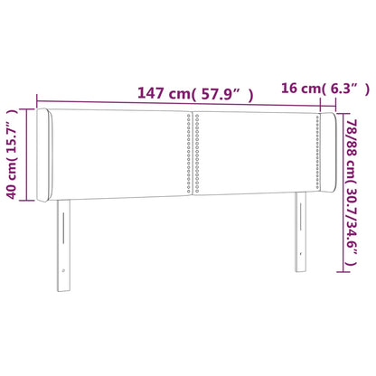 Cabeceira de cama c/ abas veludo147x16x78/88 cm cinzento-claro