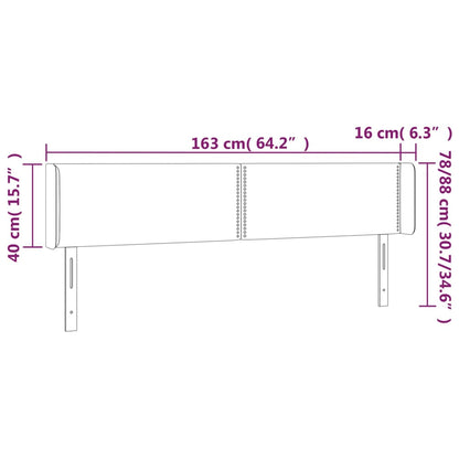 Cabeceira de cama c/ abas veludo 163x16x78/88 cm preto