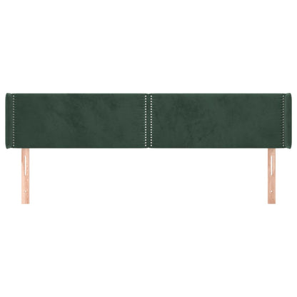 Cabeceira de cama c/ abas veludo 163x16x78/88cm verde-escuro