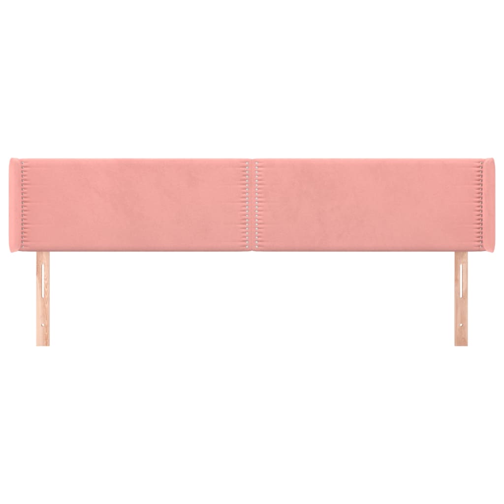 Cabeceira de cama c/ abas veludo 163x16x78/88 cm rosa