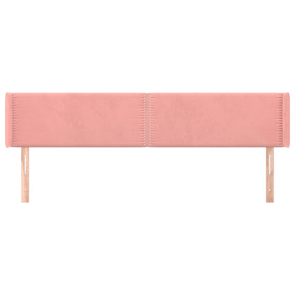 Cabeceira de cama c/ abas veludo 163x16x78/88 cm rosa