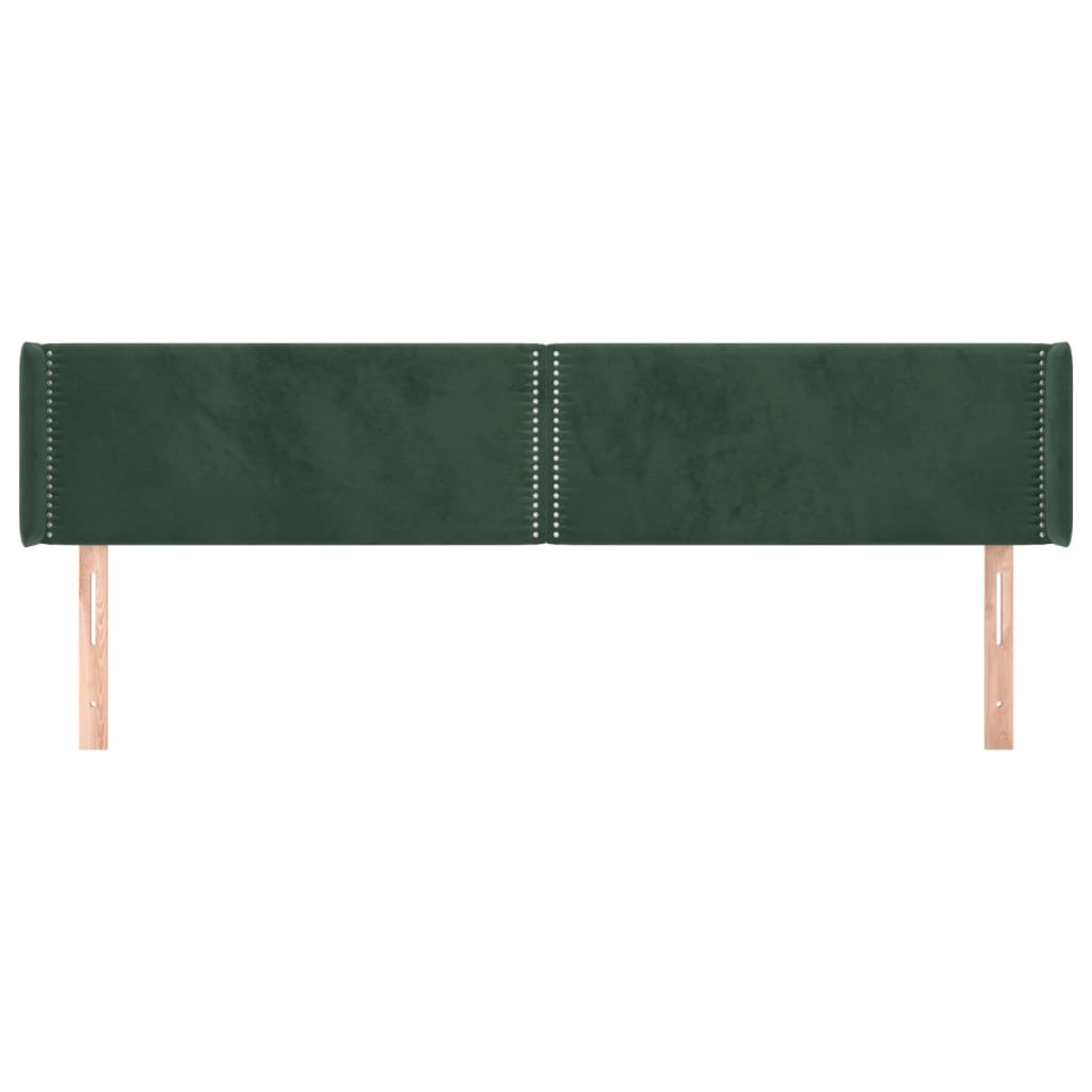 Cabeceira de cama c/ abas veludo 183x16x78/88cm verde-escuro