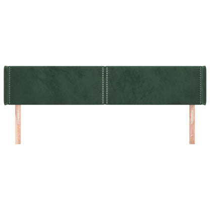 Cabeceira de cama c/ abas veludo 183x16x78/88cm verde-escuro